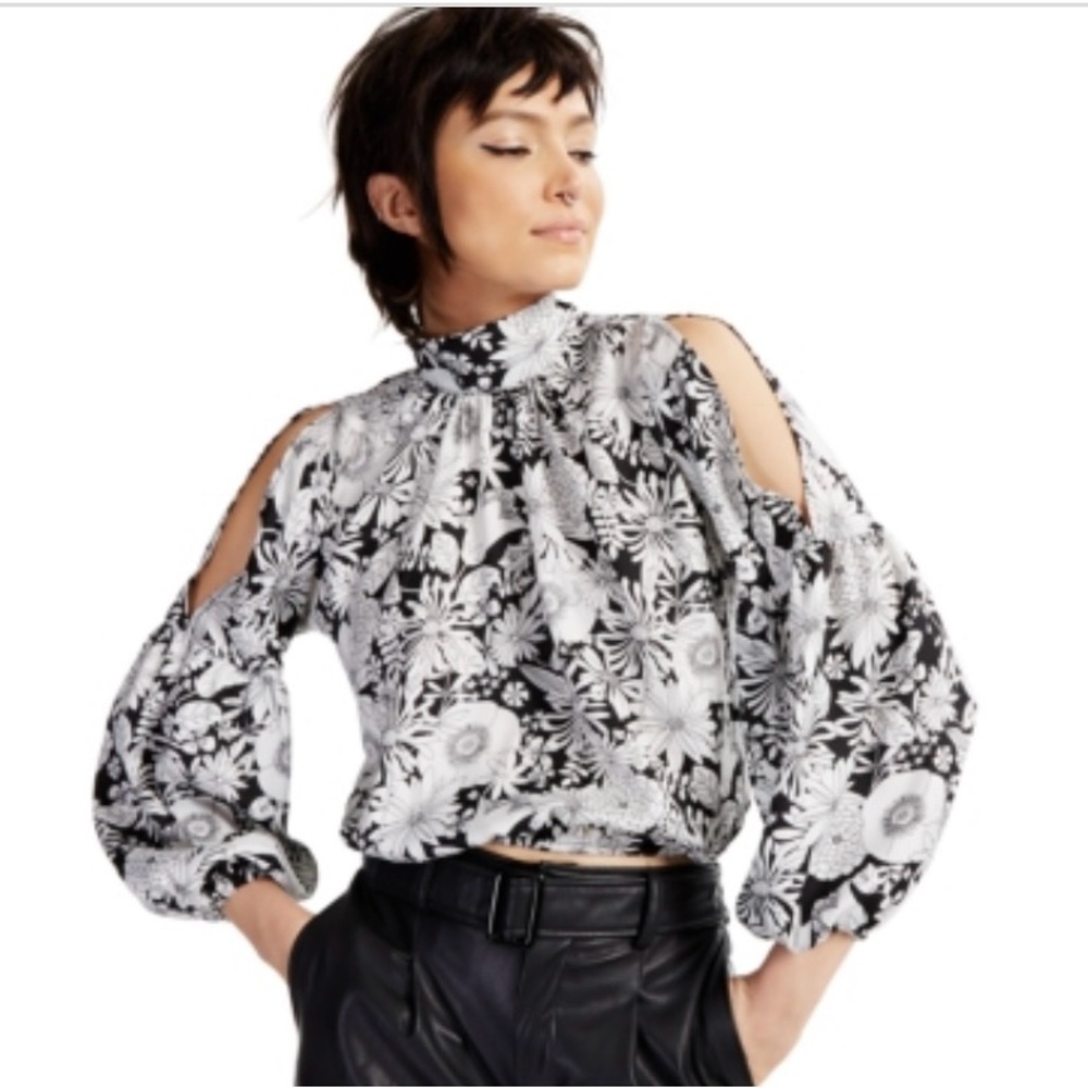 Inc International Concepts Printed Cold-Shoulder Blouse, Created for Macy's